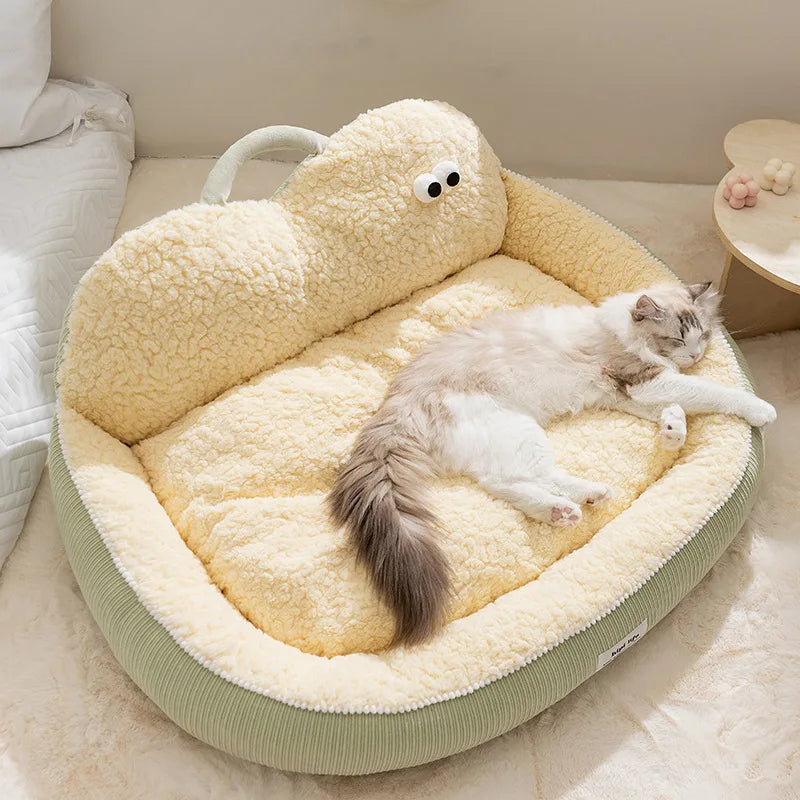 Cat Bed, All-Season Universal Dog Bed Dog Bed Warm Sleeping Pad for Autumn and Winter, Neck Guard, Mountain Support Dog Bed Pet